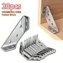 Heavy-duty Stainless Steel Corner Brackets - 10/20PCS Set Silvery 90-DEGREE Angle Connectors For Furniture & Wood Frames Durable Metal Triangle Braces By Horn