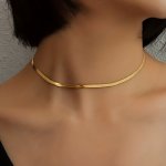 Stylish Simple 18K Gold Plated Stainless Steel Necklace Jewelry Clothing Accessories For Women