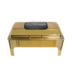 Chafing Dish - Gold Rectangular Flat Top With Glass