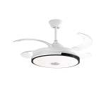 Multipurpose Retractable Ceiling Fan LED Light With Bluetooth Speaker Clear & White