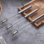 Stainless Steel Manual Whisk - Semi-automatic Hand Press Egg Beater For Baking & Cream Mixing No Electricity Needed