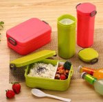 Lunch Box Water Cup Set - Bento Meal & Drink Set - Blue