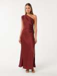 Asher One Shoulder Satin Maxi Dress - 16 Shiraz