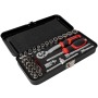 Tork Craft Socket & Ratchet Set 34 PC 1/4' Dr Crv 4 14 Mm 12 Point Metal Case TC75035