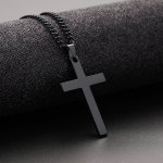 1PC Black Cross Pendant Necklace For Men Simple And Fashion Prayer Jewelry Amulet Protection Father's Day Gift