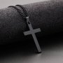 1pc Black Cross Pendant Necklace For Men Simple And Fashion Prayer Jewelry Amulet Protection Father's Day Gift