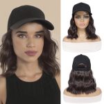 Alirobam Synthetic Wig Hat With Natural Wave Hair Extensions Attached For Woman Baseball Cap Wig Curly Wavy Hairstyle Adjustable