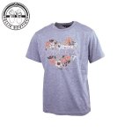 Girls Floral Heart Tee - Grey Melange - 13 14