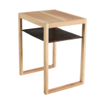 Oak Side Table - D Brown Leather