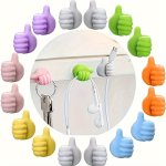 4 Pcs Creative Thumb Hook Multi-purpose Cable Clamp Strong Adhesive Wall Hook No Punch For Hanging Towels Keys Brushes Pencils