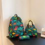 3PCS/SET Cute Dinosaur Backpack With Lunch Bag & Pencil Case Casual Travel Backpacks Large Capacity Backpack Schoolbags