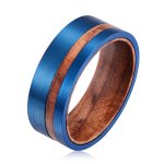 Men's Rosewood Blue Tungsten Ring R-082 - 8