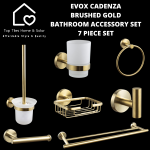 Evox Cadenza Brushed Gold Bathroom Accessory Set 7 Piece Set