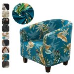 1PC Milk Silk Printed Club Chair Slipcover Stretch Barrel Chair Covers Solid Color Tub Chair Slipcovers Spandex Armchair Sofa Co