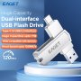 Eaget USB3.2 Flash Drive Otg 1TB Metal U Disk 360 Rotates USB Memory Stick 512GB High Speed Memory Stick Pen Drive 32GB 64GB 128GB