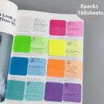 Transparent Self-stick Notes - 8 Pack 160 Sheets Multicolor Adhesive Notepads Clear Sticky Note Pads For Office School & Home St