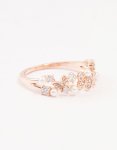 Rose Plated Gold Butterfly Pearl Band Ring - S m