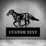 Horse With Custom Text - 600MM Matt Silver