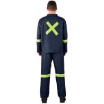 CONTI Vintage 100% Cotton Denim Suit - Reflective Arms Legs & Back - Yellow Tape