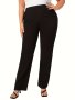 Plus Size Solid Straight Leg Pants Elegant Slim High Waist Pants For Spring & Summer Women's Plus Size Clothing