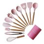 12 Piece Silicone & Wood Kitchen Utensil Set - Mint