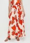 Edit Co-ord Border Printed Midi Skirt - Red Leaf Silhouette