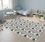 Animal Vinyl Rug Featuring Black Leopard Under Moon