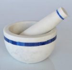 White & Blue Marble Mortar & Pestle – 8X13CM