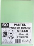 A4 Pastel Poster Board - Green 160 GSM 50 Sheets