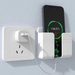 1PC Mobile Phone Charging Stand Wall Hanging Adhesive Shelf Multi-functional Storage Holder Bedside Fixed Rack Home Organization