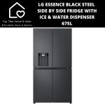 LG Essence Black Steel Side By Side Fridge With Ice & Water Dispenser - 675L