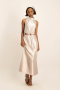 Siara Ombre Satin Midi Dress W/ Tie Back - Grey - XS