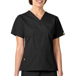 Wonderwink Womens Origins Bravo V-neck Top Black XS