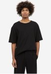 Relaxed Fit Linen-blend T-Shirt - Black