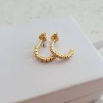Kayleen Gold Gold Plated 925 Sterling Silver Crystal Half Hoop Earrings 2X11MM