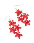 Goldair Gold Red Four Flower Drop Earrings
