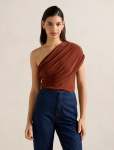 Bronte Draped One Shoulder Top - 18 Paprika