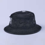 Cassette Ripped Denim Bucket Hat Black - S-m