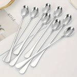 Elegant Stainless Steel Long Handle Spoon - Ideal For Iced Tea Coffee & Desserts - Dishwasher Safe Perfect For Everyday Use & En