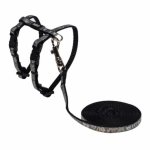 CAT Rogz Z Sparkle 8MM Extra Small H-harness And Lead Combination Black Waggs Pet Shop