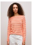 Cotton Linen Stripe Crew Knit