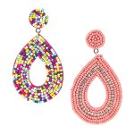 Beaded Rhinestone Teardrop Earrings - Factory Plaza