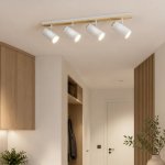 White Wood 4-LIGHT Adjustable Ceiling Spotlight Bar