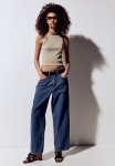 Ribbed Vest Top - Light Khaki Green