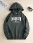 Brooklyn Print Men's Pullover Round Neck Hoodies With Kangaroo Pocket & Drawstring Long Sleeve Hooded Sweatshirt Loose Casual Top For Autumn Winter Men's Clothing As Gifts
