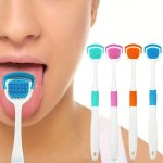 Tongue Cleaners Soft Silicone Tongue Brushes Oral Hygiene Care Comfort Grip Handle Adult Size