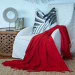 Chenille Plain Throw 130CM X 180CM-SCARLET