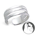 B62-C2496 - 925 Sterling Silver Triple Band Toe Ring Adjustable