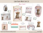 Cot Duvet Bedding Lion Peachy Mint Love Set