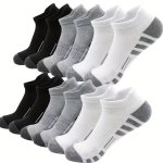 12 Pairs Of Men's Cotton Blend Low Cut Ankle Socks Anti Odor & Sweat Absorption Breathable Socks For Outdoor Wearing All Seasons